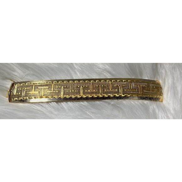 Moda Al Massimo 18K Yellow Gold Over Bronze Greek Key OmegaLink 7 1/2” Bracelet - Picture 2 of 5
